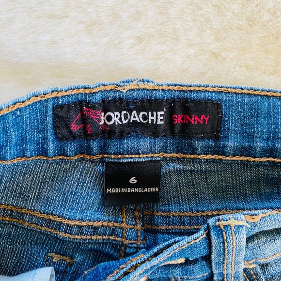 Girl's Outfit size 6 Jordache Bejeweled Distressed Jeans & Tasseled Fringe Tank - Picture 11 of 16